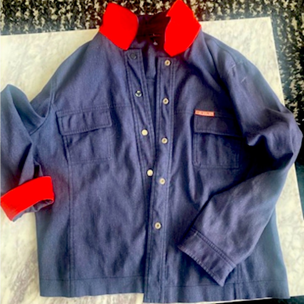 O’Girl leisure jacket , fun stretch denim with red collar and cuffs
